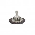Silver Plated Kiddush Cup Fountain Set with Mahogany Wood Base