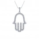 3/8 ctw Diamond Hamsa Pendant with Chain in Palladium