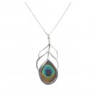 Adina Plastelina Peacock Feather Pendant Necklace with Four Feather Barbs