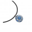 Adina Plastelina Blue Star of David Convex Circle Pendant with Leather Necklace