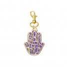 Adina Plastelina Purple Hamsa Keychain with Shema Text