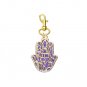 Adina Plastelina Purple Hamsa Keychain with Shema Text