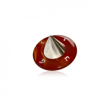 Red Cornelian Dreidel with Hebrew Text and Spinner