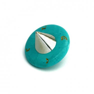 Turquoise Gemstone Dreidel with Gold Hebrew Letters