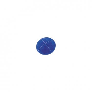 Blue Suede Kippah with Four Sections and Lines