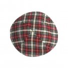 Cotton Kippah with Argyle Red, Black, White and Green Plaid Design