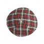 Cotton Kippah with Argyle Red, Black, White and Green Plaid Design