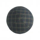 Cotton Kippah with Green, Blue and Red Plaid Design