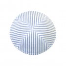 White Cotton Kippah with Sky Blue Vertical Lines
