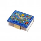Yair Emanuel Wooden Matchbox Holder with Bird and Floral Pattern