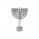 Sterling Silver  Hanukkah Menorah Miniature with Floral Patterns