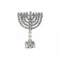 Sterling Silver  Hanukkah Menorah Miniature with Floral Patterns