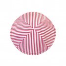 White Cotton Kippah with Red Vertical Lines and Four Sections