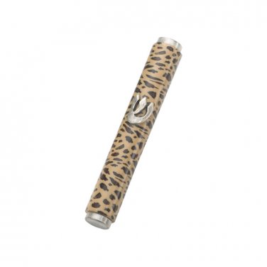 Adina Plastelina Mezuzah Case with Leopard Print and Shin