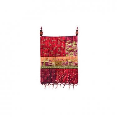 Yair Emanuel Red Patches Embroidered Bag with Jerusalem