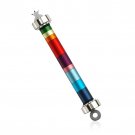 Nickel and Aluminum Mezuzah with Silver Caps and Rainbow Stripes
