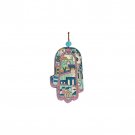 Yair Emanuel Wood Hamsa Painted with Jerusalem Image in Blue Large