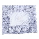 Silver Satin Challah Cover with Roses and Hebrew Text