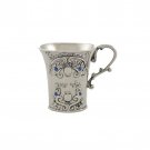 Metal Kiddush Cup with ‘Yeled Tov’, Pomegranates and Blue Stones