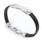 925 Sterling Silver Leather Bracelet with Diamond and ""Shema"" Engraving
