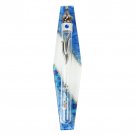 Glass Mezuzah with Rhomboid Shape, Shin, Star of David and Blue Floral Pattern