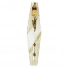 Glass Mezuzah with White Floral Pattern, Gold Shin, Star of David and Hamsa