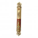 Brass Mezuzah with Fine Floral Print