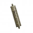 Brass Mezuzah with 19th Century Polish Esther Scroll Design