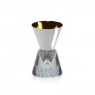 Sterling Silver Plated Kiddush Cup with Gold Accents and Crystal Stem