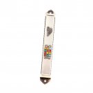 Brass Mezuzah with Hoshen, Flowers and Shin