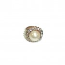 Round Pearl Ring with Gemstones – Adjustable Size