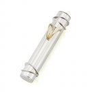 925 Sterling Silver Mezuzah Case for Doorpost with Gold Wire Letter ""Shin""