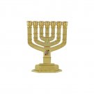 Gold Plated Seven Branch Menorah with Hoshen Stones and Jerusalem Sites