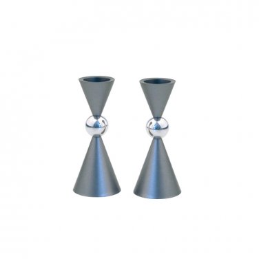 Small Shabbat Candlesticks with Ball Shaped Center