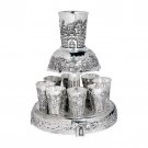 Silver Plated Wine Set with Eight Cups, Base and Jerusalem