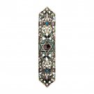 Brass Mezuzah Case with Intricate Leaf Filigree Design and Star of David for 12cm Scroll