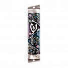 Dramatic Modern Mezuzah Case with Zigzag Pattern and Crystals for 8cm