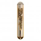 Metal Mezuzah Case with Shin and Grape Vines for 12cm Parchment Scroll