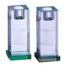 Crystal Shabbat Candlesticks with Jerusalem and Hebrew Etching