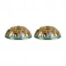 Gold-plated Shabbat Candlesticks with Turquoise Enamel and Old City Design