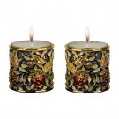 Gold-plated Robust Shabbat Candlesticks with Dark Blue Enamel and Seven Species