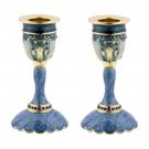 Modern Blue Enamel and Gold Plating Jerusalem Candlesticks with Crystals