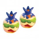 Ceramic Pomegranate Shabbat Candlesticks with Hand-painted Jerusalem Detail