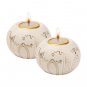 Golden Hand-painted Old-City Gates Design on Porcelain Ball Shabbat Candlesticks