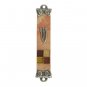 Stone Mezuzah with Brown and Gold Glass Panels