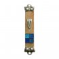Stone Mezuzah with Large Shin and Sparkling Blue Glass Panels