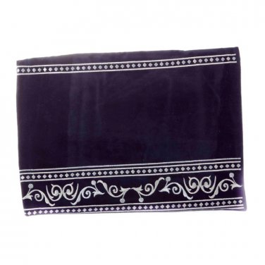 Dark Blue Tallit Bag Set with Scrollwork, Stripes and Diamond Shapes