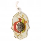 Glass Hamsa Wall Hanging with Home Blessing and Rainbow Pomegranate