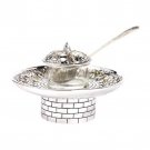 Sterling Silver Plated Honey Dish Set with Jerusalem and Bricks