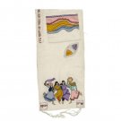White Silk Tallit with Appliqué Dancing Women, Names and Hebrew Text